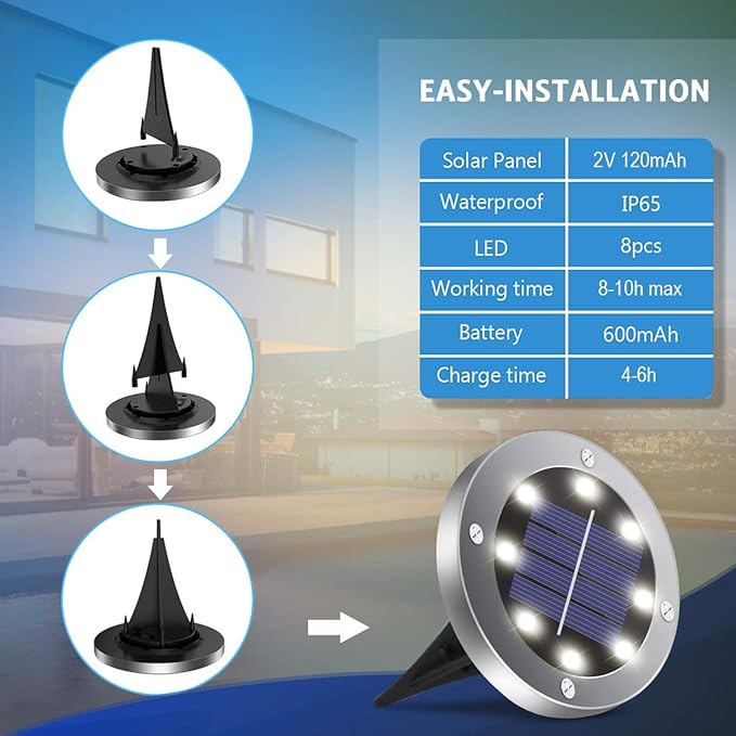 4.6inch Solar Lights Outdoor Waterproof, Solar Garden Lights Landscape Lighting - Image 2