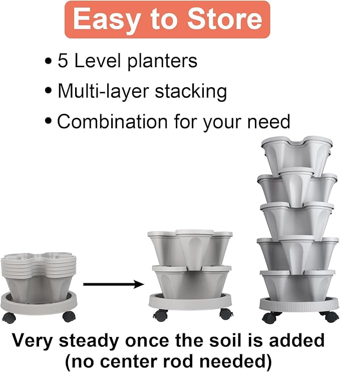 GameXcel Vertical Planter 7 Tier Stackable Planters Garden Planters Strawberry - Image 7