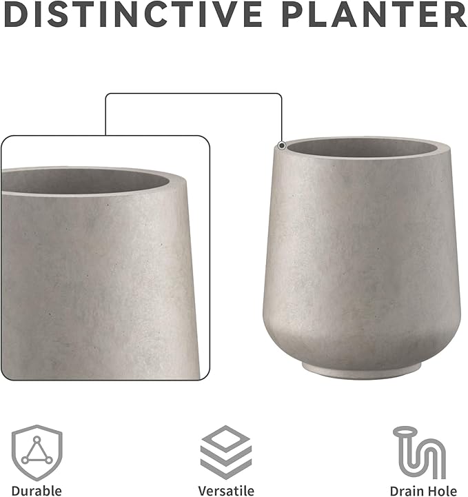 Kante 15.3"+11.6"+8.2" Dia Round Concrete Planter, Large Outdoor Indoor Planter - Image 8