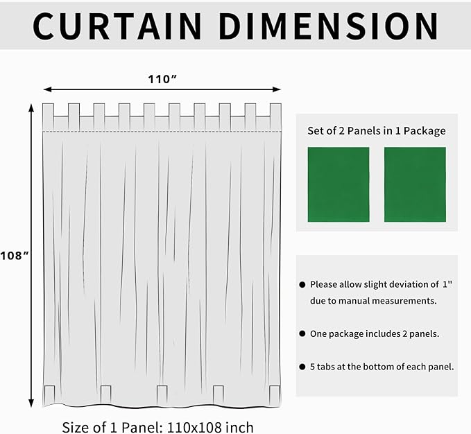 Easy-Going Outdoor Patio Curtains Detachable Tab Top Windproof Weatherproof - Image 6