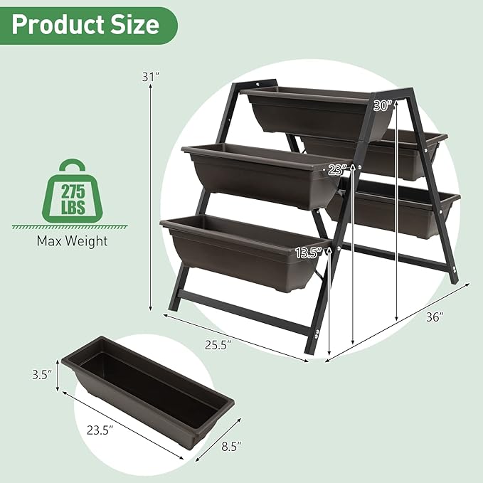 Giantex Vertical Raised Garden Bed, 5 Planter Boxes Container w/Drainage Holes - Image 7