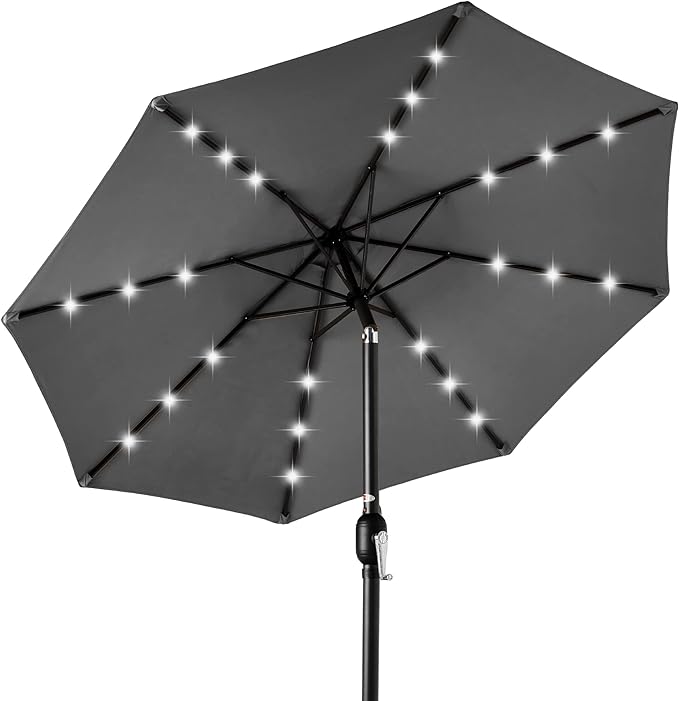 Best Choice Products 10ft Solar Polyester LED Lighted Patio Umbrella w/Tilt by BestChoiceProducts