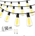 Outdoor Patio String Lights 50ft: ST38 LED Shatterproof Bulbs 3 Modes Button by Vozuji