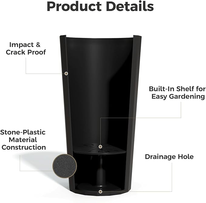 23.6" H Tall Planters for Outdoor Plants, 2 Pack Large Outdoor Planters for - Image 4