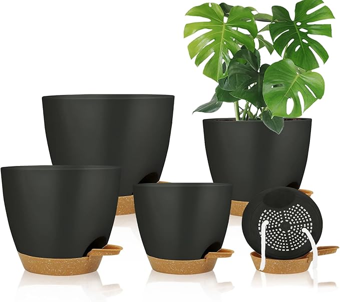 Self Watering Planters with Drainage Holes Reservoir, Nursery Planting Pot - Image 9
