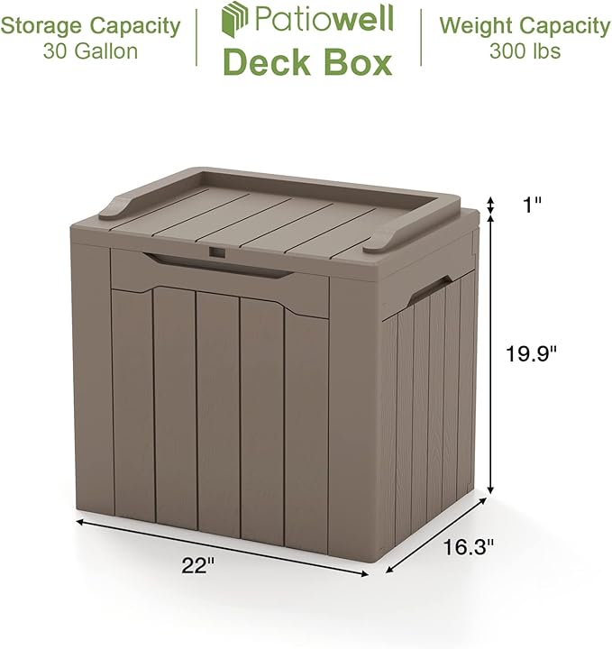 Patiowell 30 Gallon Resin Deck Box, Outdoor Storage Box - Image 6
