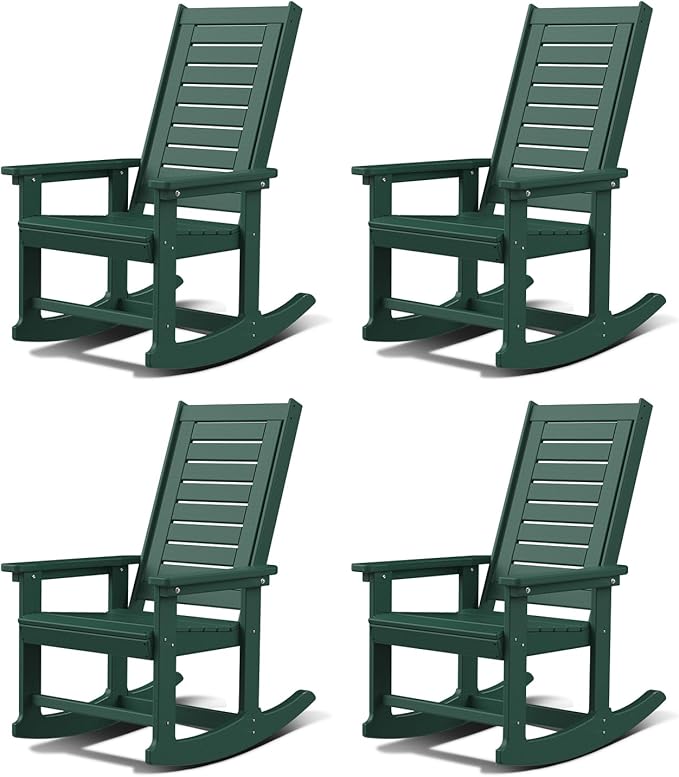 GREENVINES Outdoor Rocking Chairs | Set of 4 | Porch Rocker | HDPE Plastic | by GreenVines