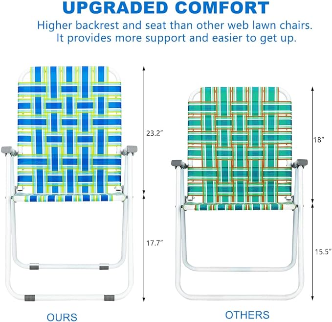 VINGLI Patio Lawn Webbed Folding Chairs 1 Piece, Outdoor Beach Chair Portable - Image 3