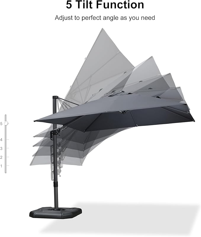 PURPLE LEAF 9.8' X 9.8' Left-right Tilting Patio Umbrella Outdoor Cantilever - Image 8
