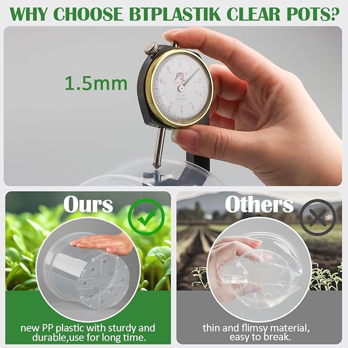 7 Pack 8 Inch Clear Nursery Pots - Image 4