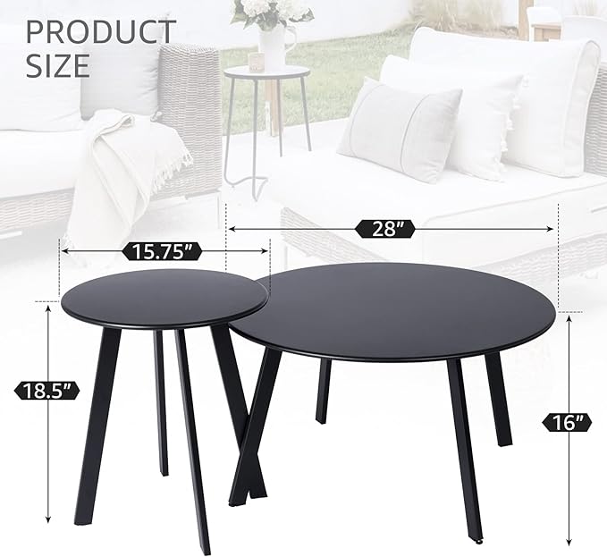 Patio Outdoor Coffee Table Set of 2 - Image 2