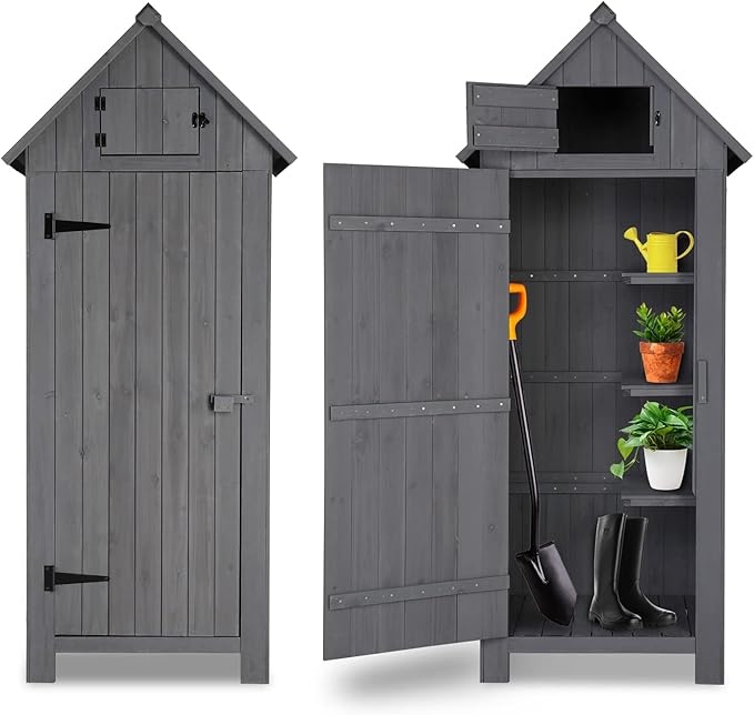 Outvita 70in Outdoor Storage Shed, Waterproof Wooden Garden Storage Cabinet by Outvita
