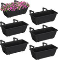 YBING Railing Planter Boxes 6 PCS Black Rectangle Railing Flower Box by YBING