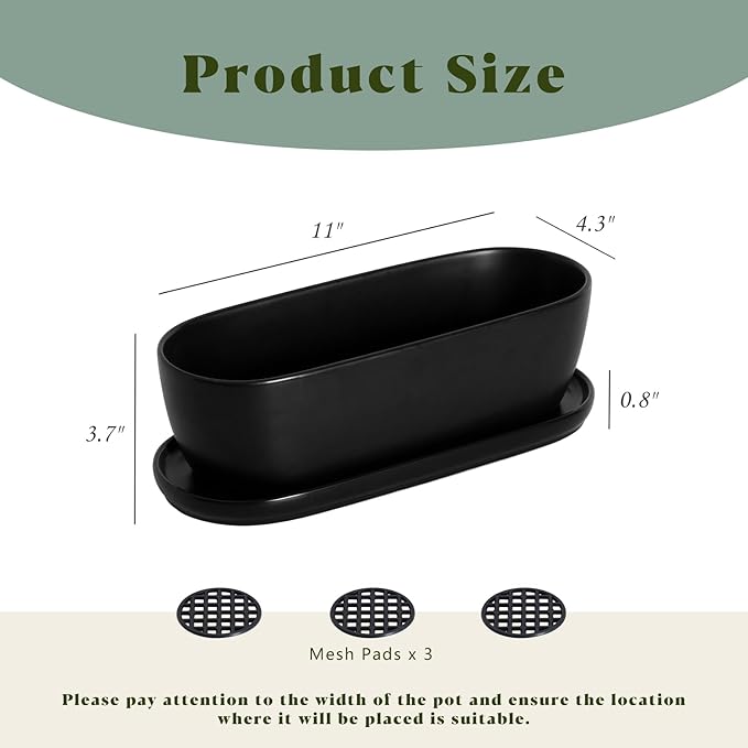E-liu Oval Ceramic Planter Pot - Image 2