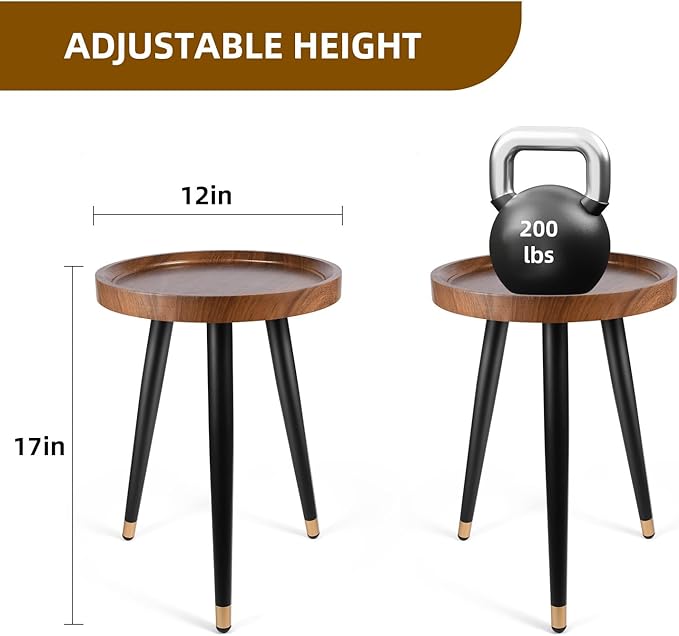 Plant Stand Indoor, Mid Century Walnut Wood Plant Table, Heavy Duty Metal Tall - Image 4