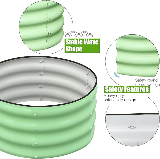 SnugNiture 3 Pcs 2x2x1ft Round Galvanized Raised Garden Bed Kit Outdoor - Image 2