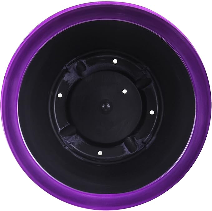 Garden Elements Indoor/Outdoor Glazed Brushed Happy Plastic Planter, Dark Purple - Image 4