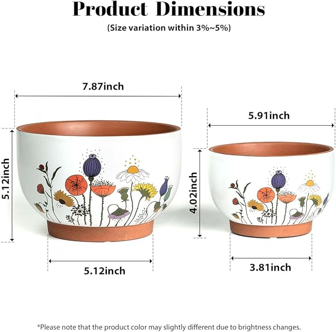 YBX 8 Inch & 6 Inch Terracotta Plant Pots, Flower Pots - Image 6