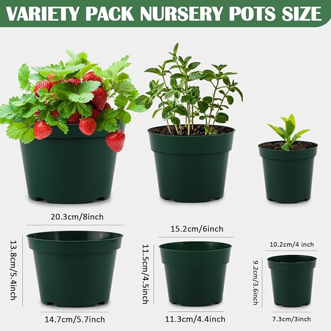 15 Pack 4/6/8 Inch Plant Nursery Pots, Sturdy Plant Pots - Image 2