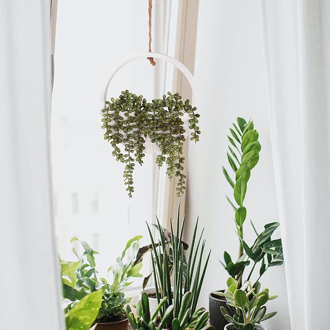Floweroyal 2pcs Artificial Succulents Hanging Plants 12.2'' Fake String of - Image 7