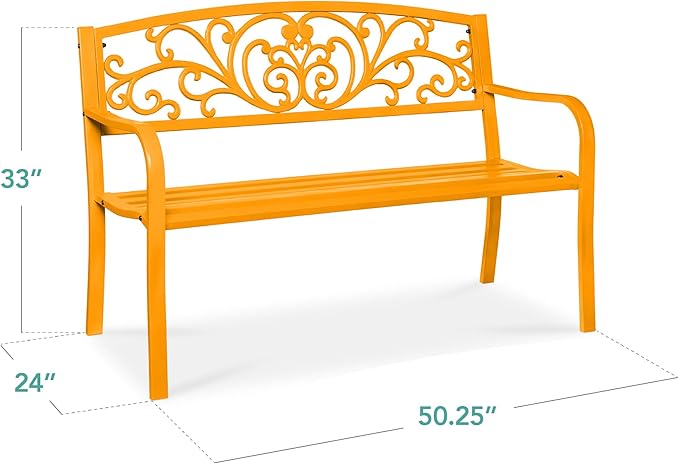 Best Choice Products Outdoor Bench Steel Garden Patio Porch Furniture - Image 2