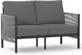 Aluminum Outdoor Patio Couch Loveseat, HDPE Rope Patio Sofa by Oasbira