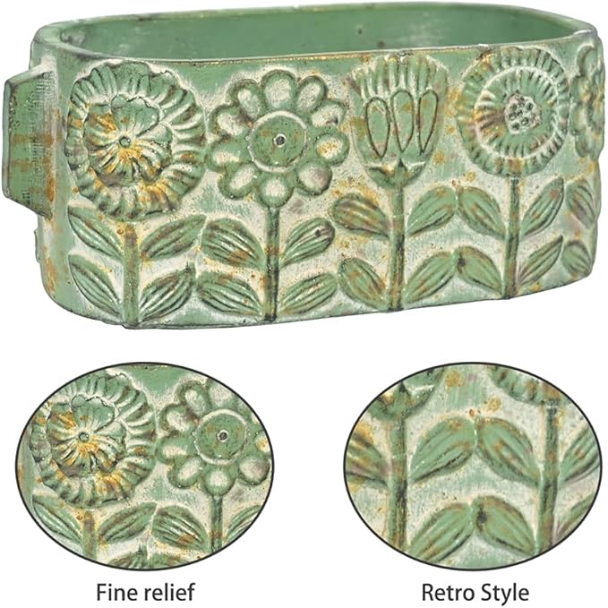 8 inch Green Pots Planters Indoor Plants Succulent Pots Rectangle Window Box - Image 3