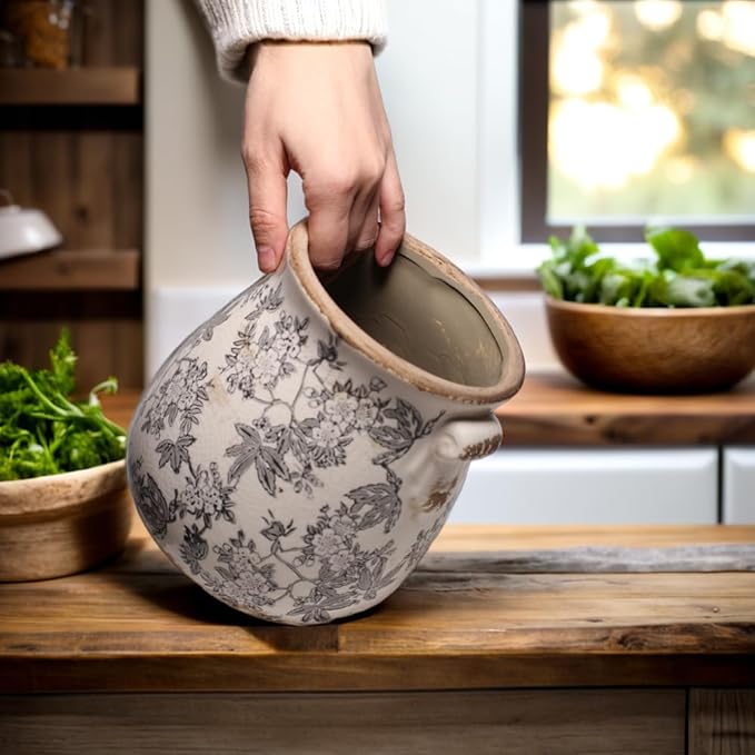 Rustic Farmhouse Ceramic Flower Pots, Vintage Antique Planters & Vase - Image 5