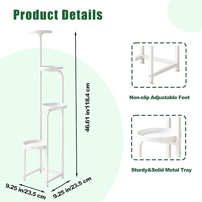 Plant Stand Indoor Outdoor 4 Tier Metal Plant Shelf - Image 4