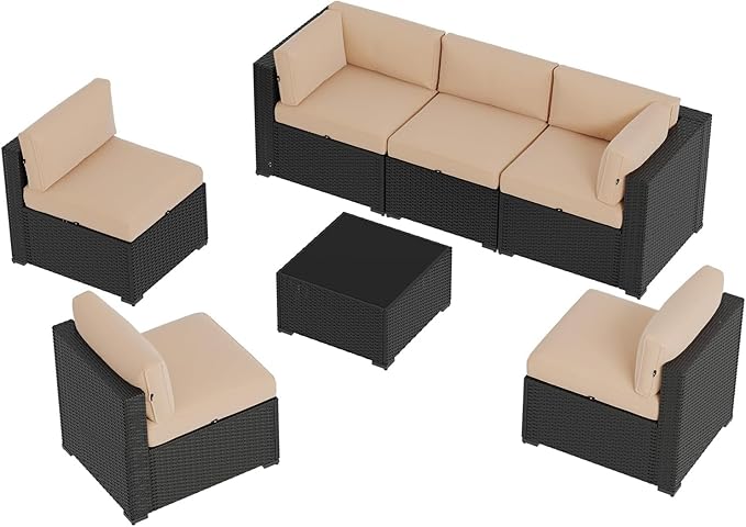 Aoxun 7 Piece Patio Furniture Set, Wicker Rattan Patio Sectional Sofa, Outdoor - Image 8