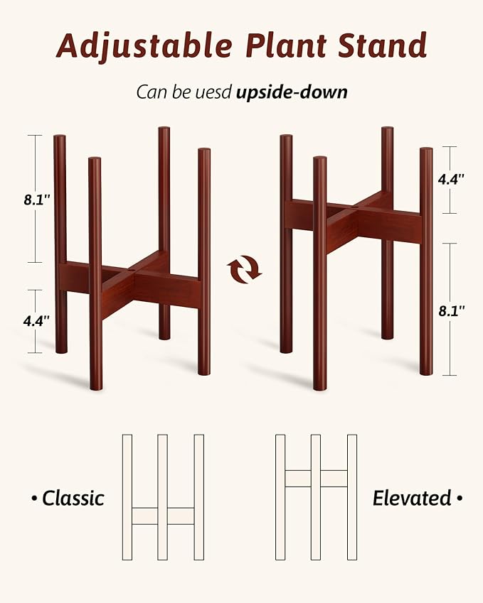 Adjustable Plant Stand Indoor, Bamboo Plant Stand Fits 8 9 10 11 12 Inches - Image 4
