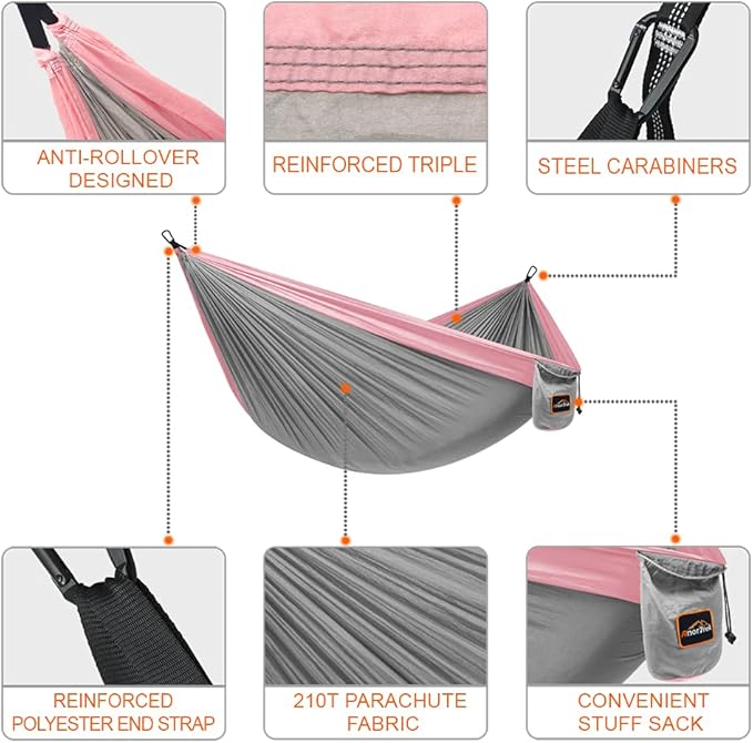 Camping Hammock, Super Lightweight Portable Parachute Hammock - Image 2