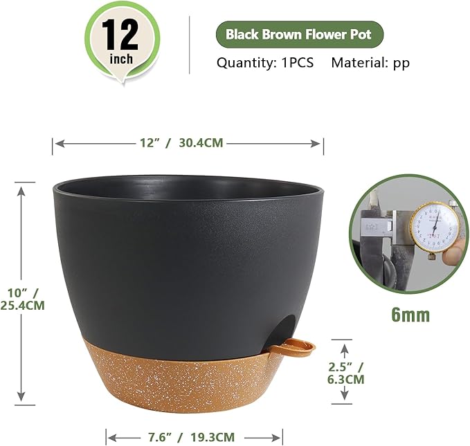 12 inch Large Self Watering Pots, Plant Pots - Image 2