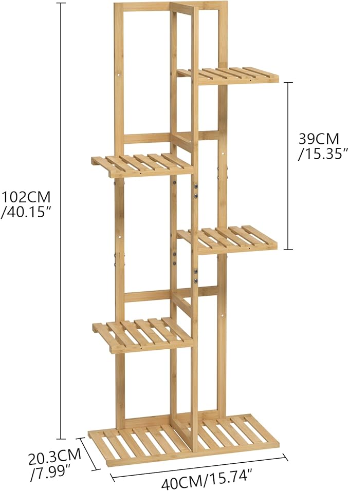 Laiensia Bamboo 5 Tier 6 Potted Plant Stand Rack Multiple Flower Pot Holder - Image 5