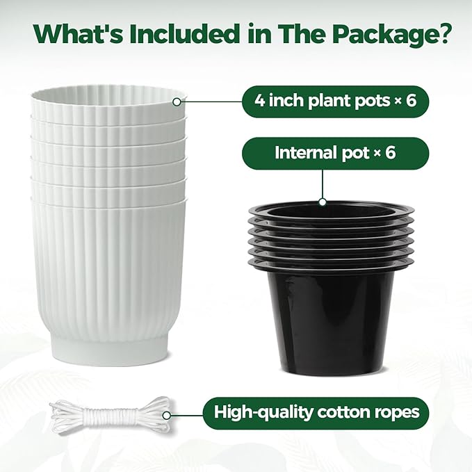 T4U 4 Inch Plant Pots Self Watering, 6 Pack African Violet Pots, Small Plant - Image 6