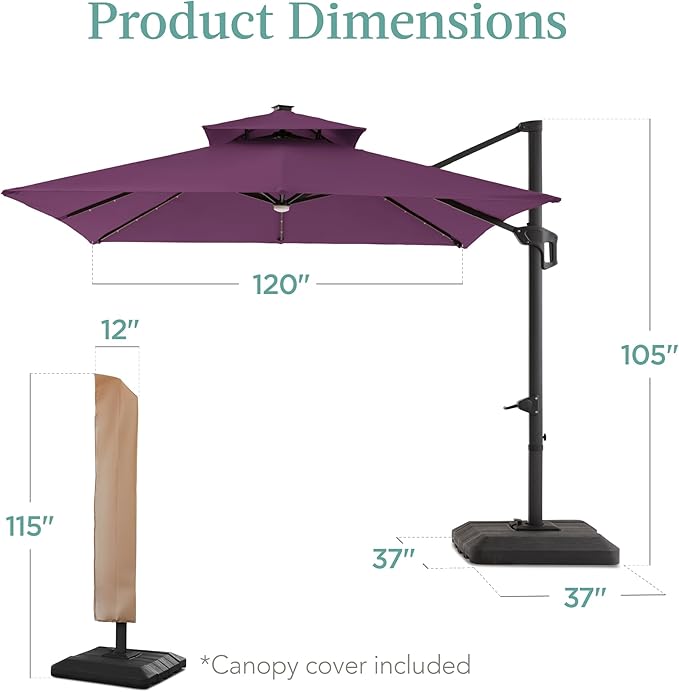 Best Choice Products 10x10ft Cantilever Patio Umbrella w/Base Included - Image 7
