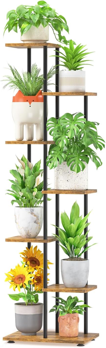LASZOLA Black 6 Tiered Wood Plant Stand Indoor by LASZOLA