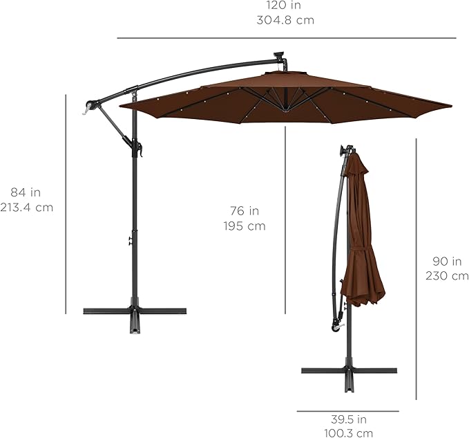 Best Choice Products 10ft Solar LED Offset Cantilever Hanging Market Patio - Image 7