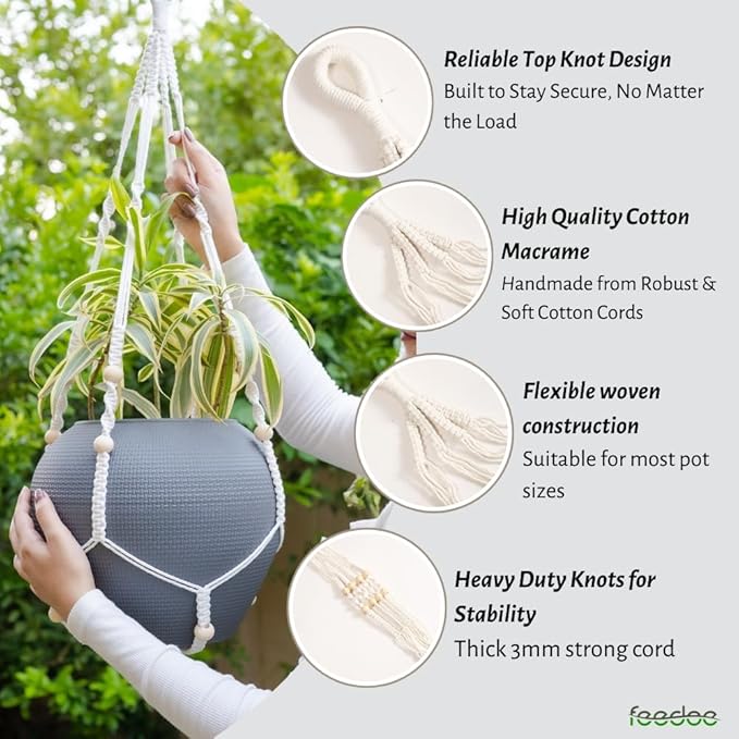 feedee Macrame Plant Hanger, Hanging Planters - Image 5