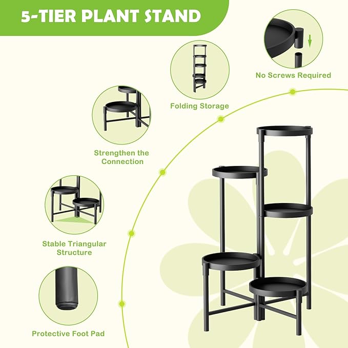 5 Tier Heavy Duty Metal Plant Stand - Image 4