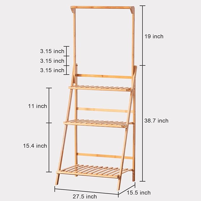 COPREE Bamboo 3-Tier Hanging Plant Stand Planter Shelves Flower Pot Organizer - Image 6