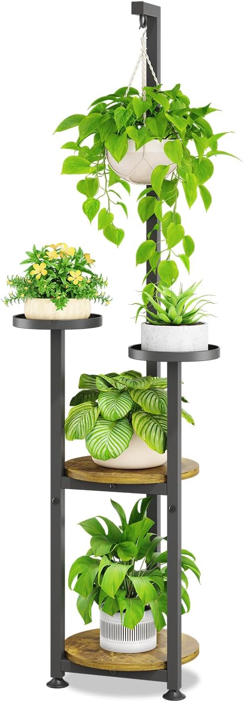 iDavosic.ly 4 Tier Hanging Plant Stand Indoor, Tall Vertical Corner Metal by iDavosicly