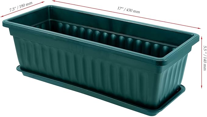 JOIKIT 6 Packs 17 x 7.5 x 5.5 Inch Plastic Window Planter Boxes - Image 2
