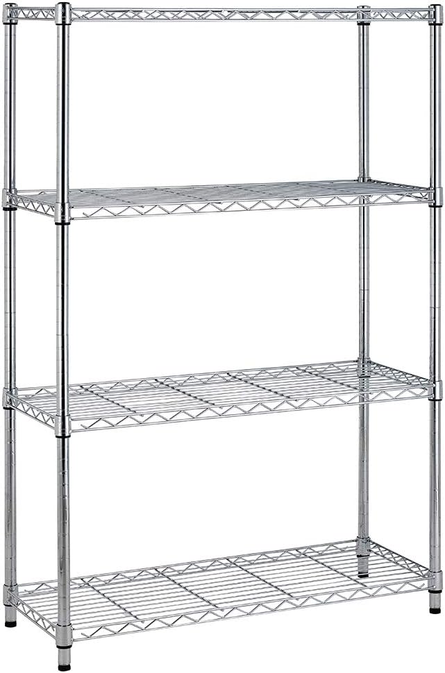 BestOffice | 4-Tier Wire Storage Shelves | 36x14x54 | Chrome | by BestOffice