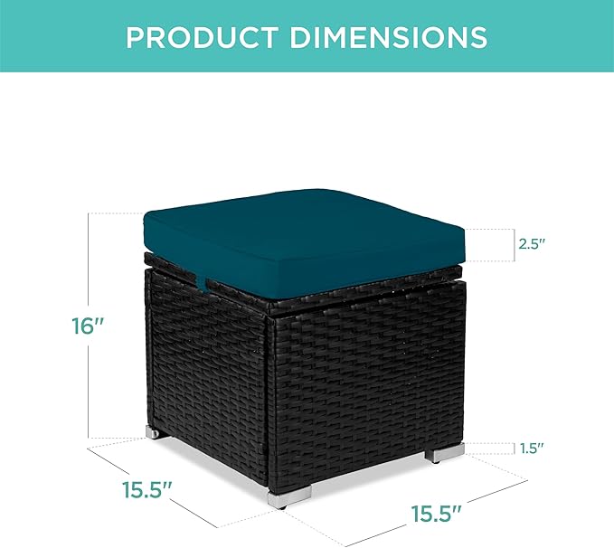 Best Choice Products Set of 2 Wicker Ottomans, Additional Seating, Side Table - Image 2