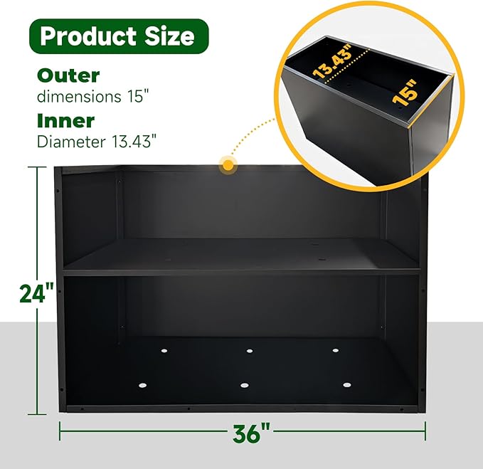 Black Steel Metallic Heavy Planter 36" x 15" x 24" - Image 7