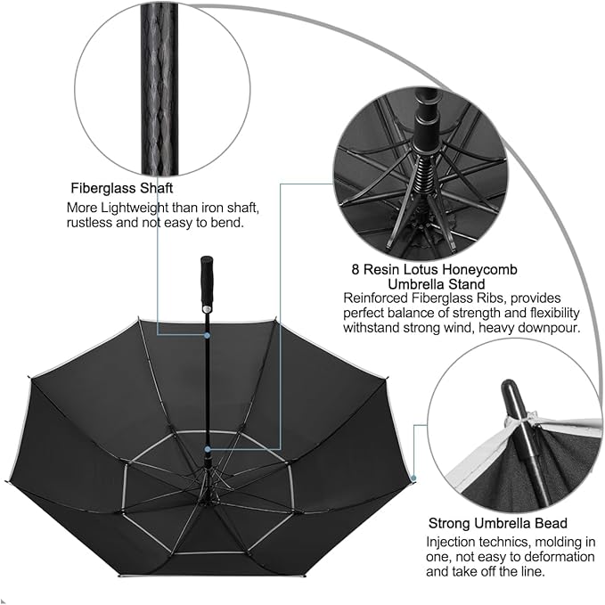 G4Free 47/54/62/68/72 Inch Automatic Open Golf Umbrella Oversize Extra Large - Image 6