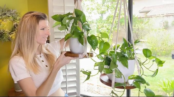 2 Pack Macrame Plant Hanger | Plant Hanger Indoor, Hanging Planter Shelf | - Image 6