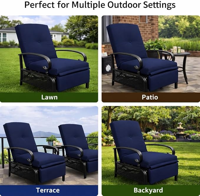 Kozyard Adjustable Outdoor Reclining Lounge Chair, Cushioned Patio Chaise Lounge - Image 7