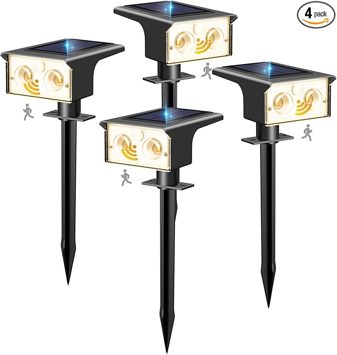 btfarm Solar Spot Lights Outdoor Waterproof, 4 Pack/3 Modes Motion Sensor Lights by btfarmdecorativelighting